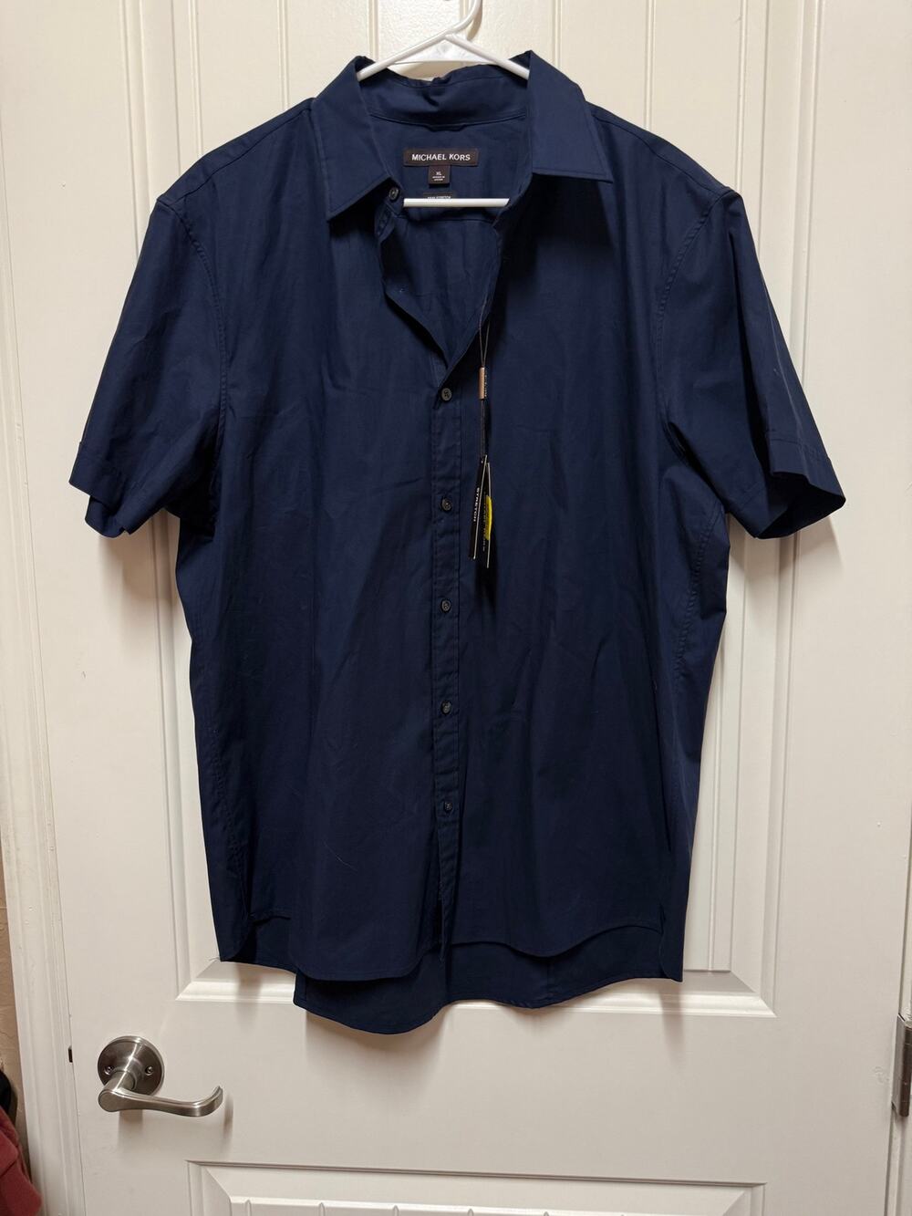 Michael Kors Womens button up Dressy Office Blouse Navy blue NWT Size XL